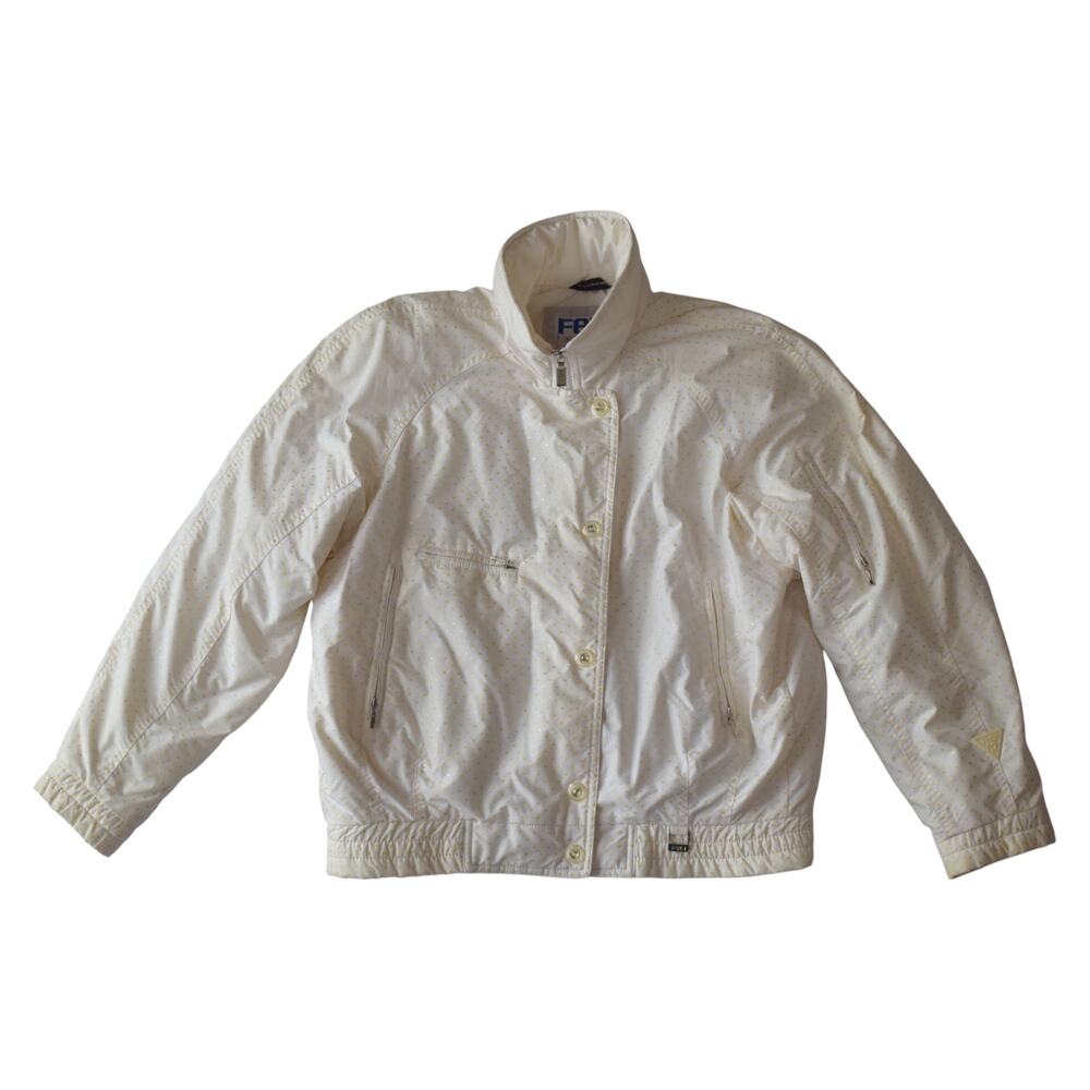 Vintage Fera Skiwear White & Gold Polka Dot Ski Jacket Size 8
